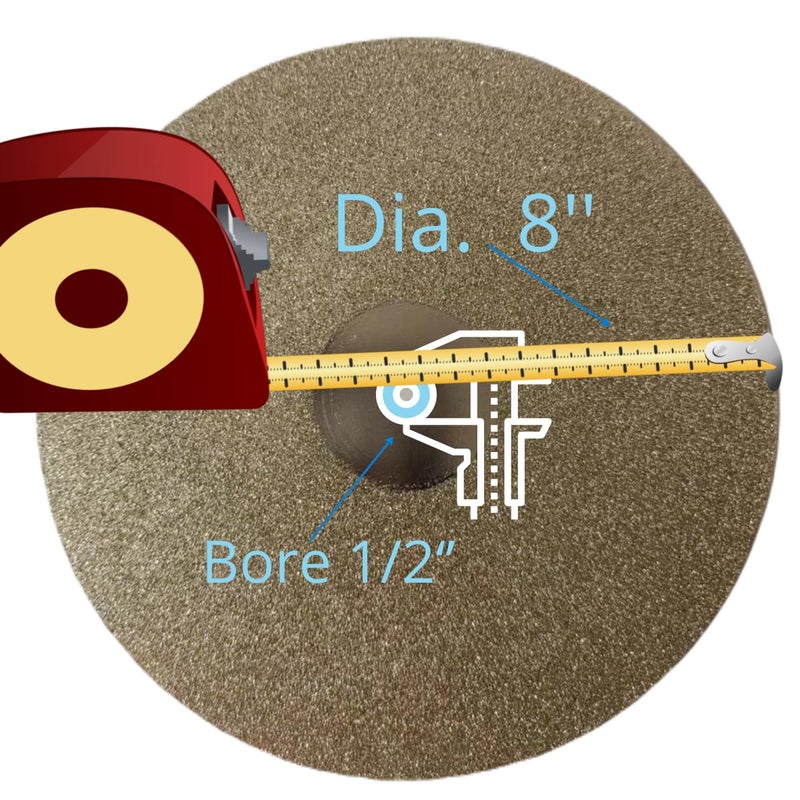 dmsphd Diamond Flat Lap Disc, 8 Inch, 80Grit, 1/2 Inch Arbor, for Gemstone Glass Ceramics Grinding Polishing (80 Grit) - Image 2